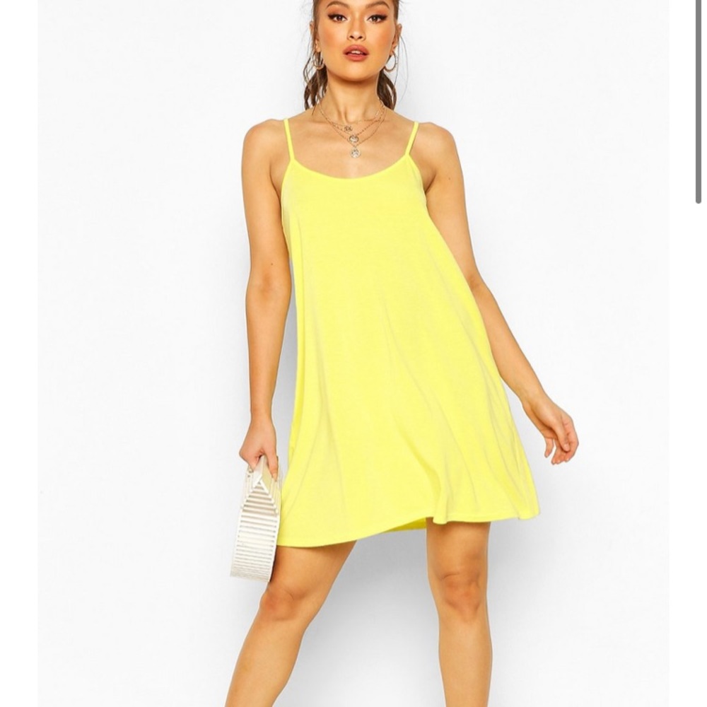 Neon yellow shift dress